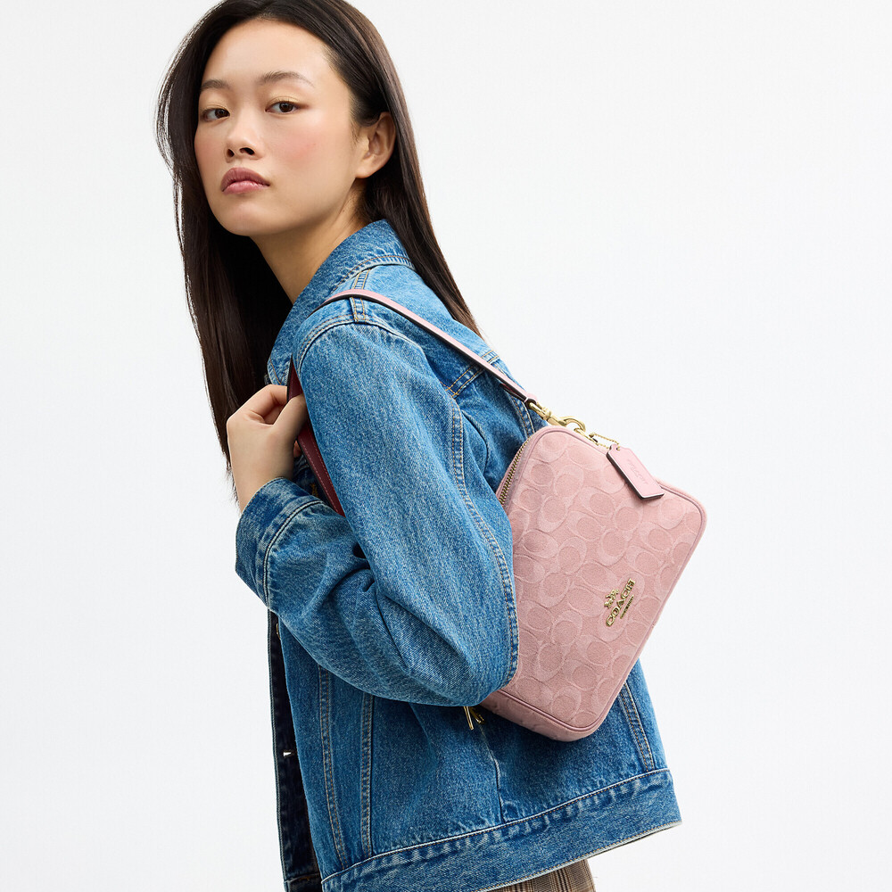 Coach Outlet Carey Crossbody Bag In Signature Pink Denim - Picture 5 of 15